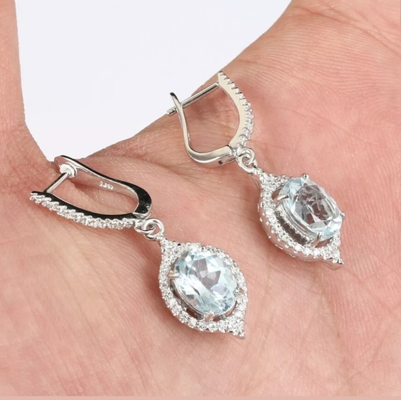 Aquamarine set earrings & ring 6.5 - Picture 5 of 6